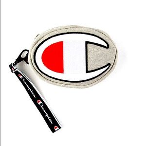 CHAMPION Pouch Gray & Red Logo Wristlet